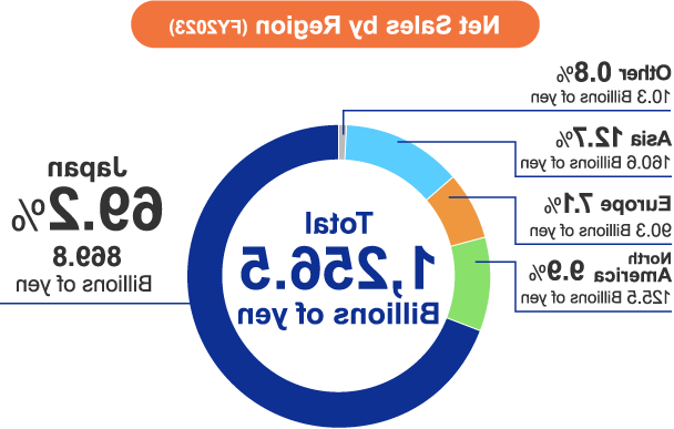 各地区净销售额(2023财年)